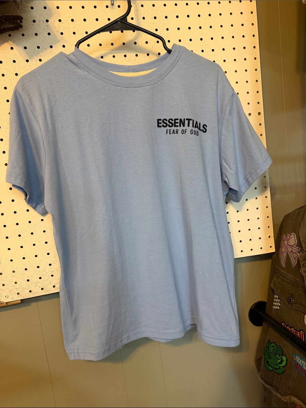 Essentials Light Blue Crewneck Tee with Black Logo